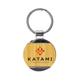 Round Bamboo And Metal Keychain Tristar Graphic