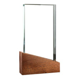 Crystal Award With Wooden Base Tristar Graphic