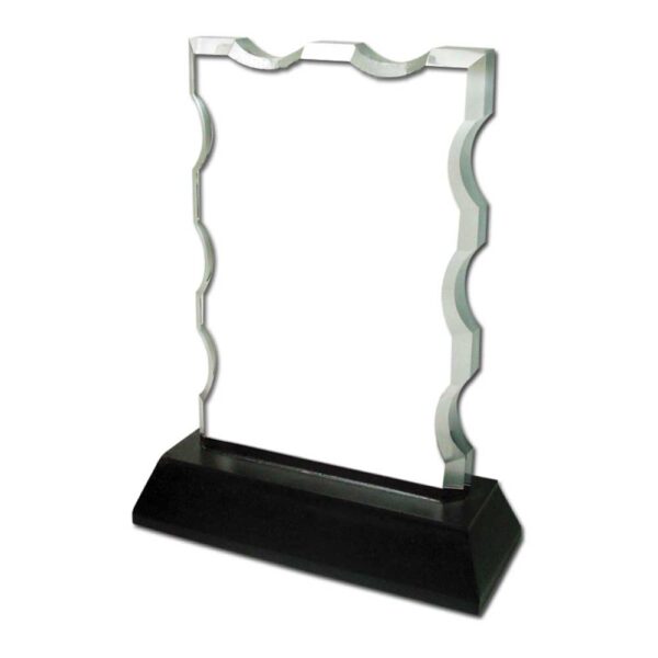 Fancy Crystal Award With Black Base Tristar Graphic