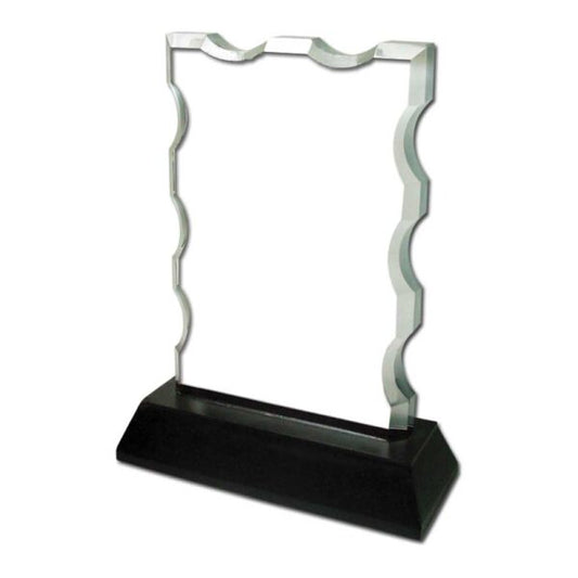 Fancy Crystal Award With Black Base Tristar Graphic