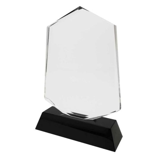 Crystal Award With Black Base Tristar Graphic