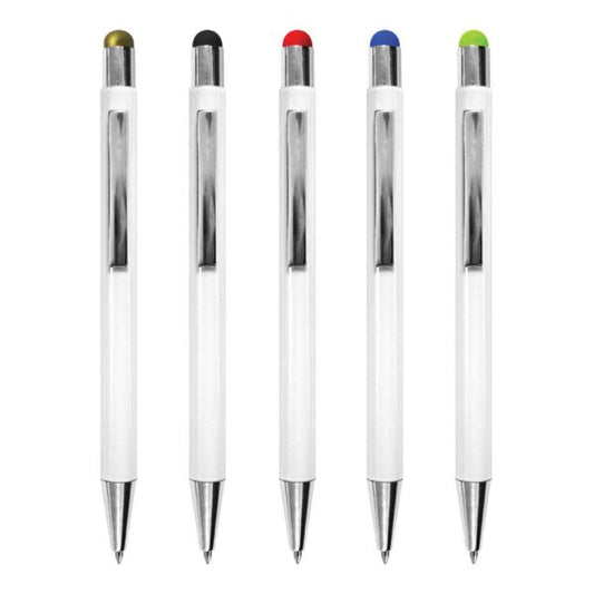 White Metal Pen With Colored Stylus Tristar Graphic