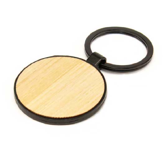 Round Metal Keychain With Bamboo Tristar Graphic