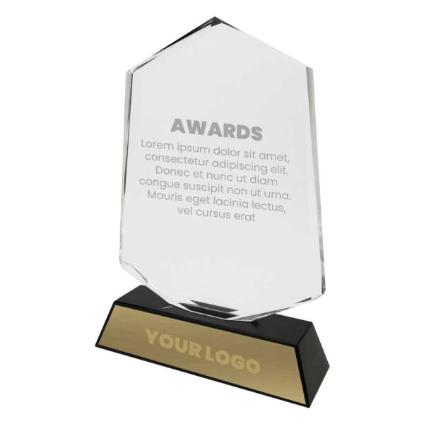Crystal Award With Black Base Tristar Graphic