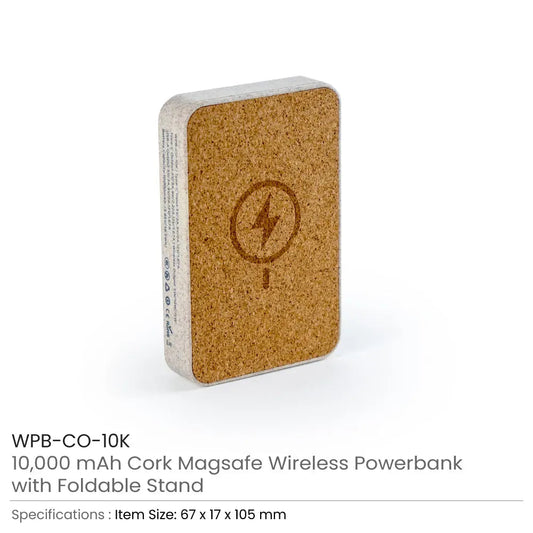 Cork MagSafe Wireless Powerbank with Foldable Stand, 15W, 10000 mAh Tristar Graphic