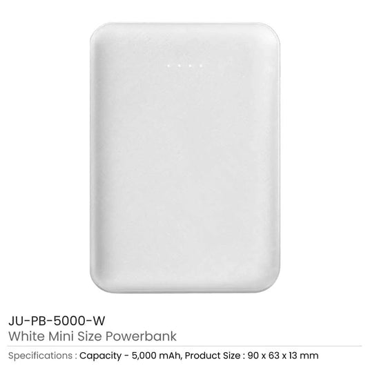 Mini Powerbank 5000mAh – Compact & Portable (White / Black) Tristar Graphic
