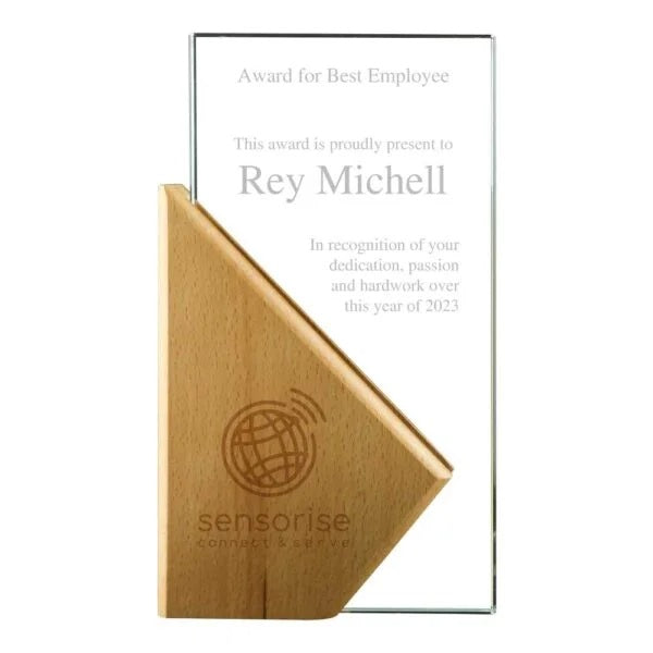 Rectangle Wooden Crystal Award Tristar Graphic