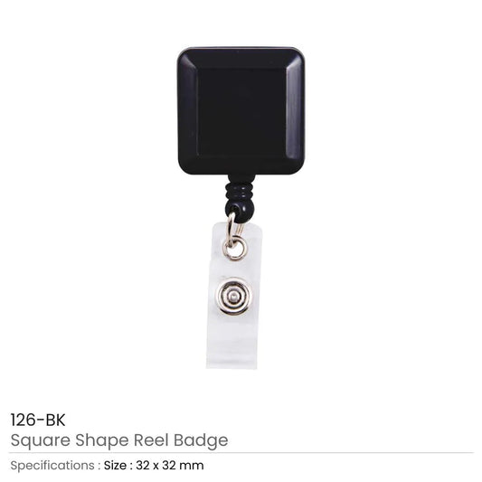 Square Shape Reel Badge – Black Tristar Graphic