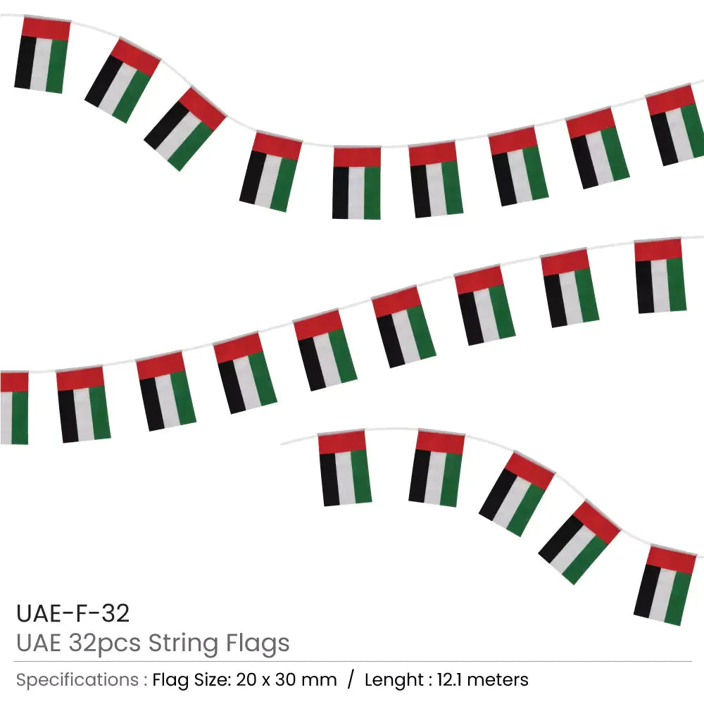 UAE String Flags and Flag Bunting 32Pcs Tristar Graphic