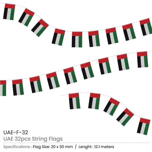 UAE String Flags and Flag Bunting 32Pcs Tristar Graphic