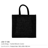 Reusable Square Jute Bags with Cotton Handles – Solid Black Tristar Graphic