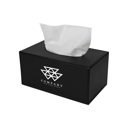 Premium Black PU Leather Tissue Box Holder Tristar Graphic