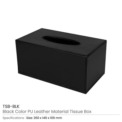 Premium Black PU Leather Tissue Box Holder