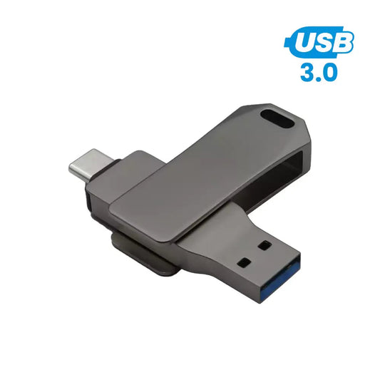 Swivel OTG USB Flash Drive – Gun Metal, 64GB, USB 3.0 Type-C Tristar Graphic