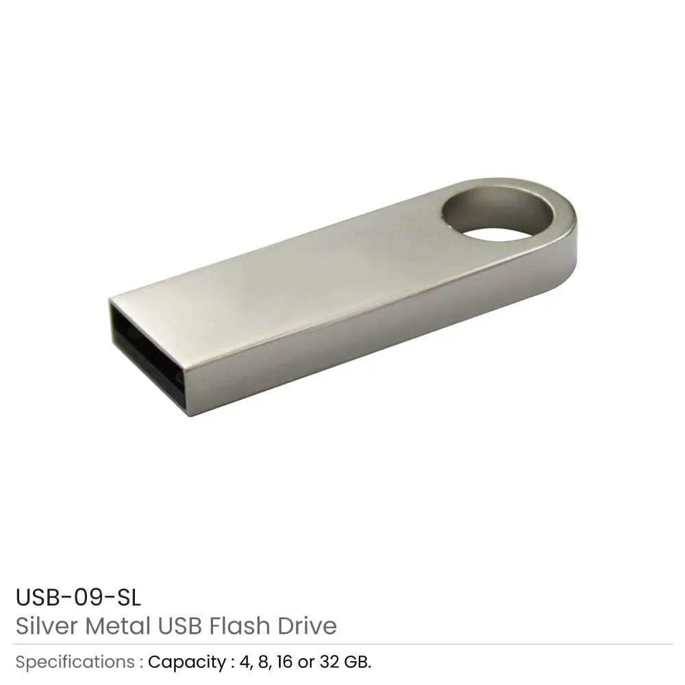 Silver Metal USB Flash Drive Tristar Graphic
