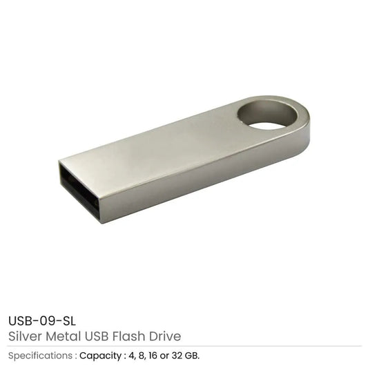 Silver Metal USB Flash Drive Tristar Graphic