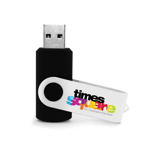 White Swivel USB Flash Drives Tristar Graphic