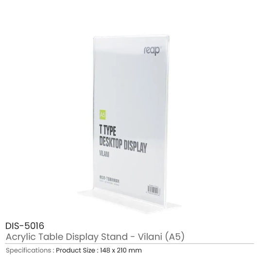 Vilani Series A5 Acrylic T-Shape Display Stand Tristar Graphic