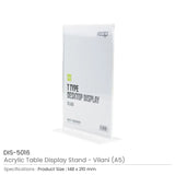 Vilani Series A5 Acrylic T-Shape Display Stand Tristar Graphic
