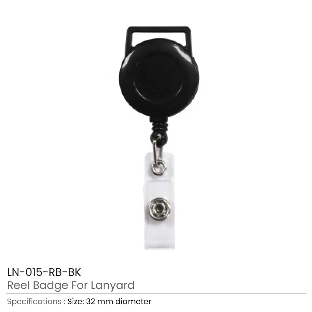 Reel Badge for Lanyard – Black (32mm) Tristar Graphic