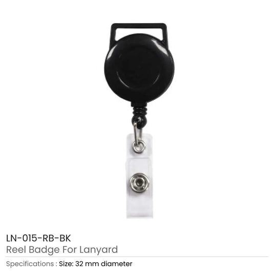 Reel Badge for Lanyard – Black (32mm) Tristar Graphic