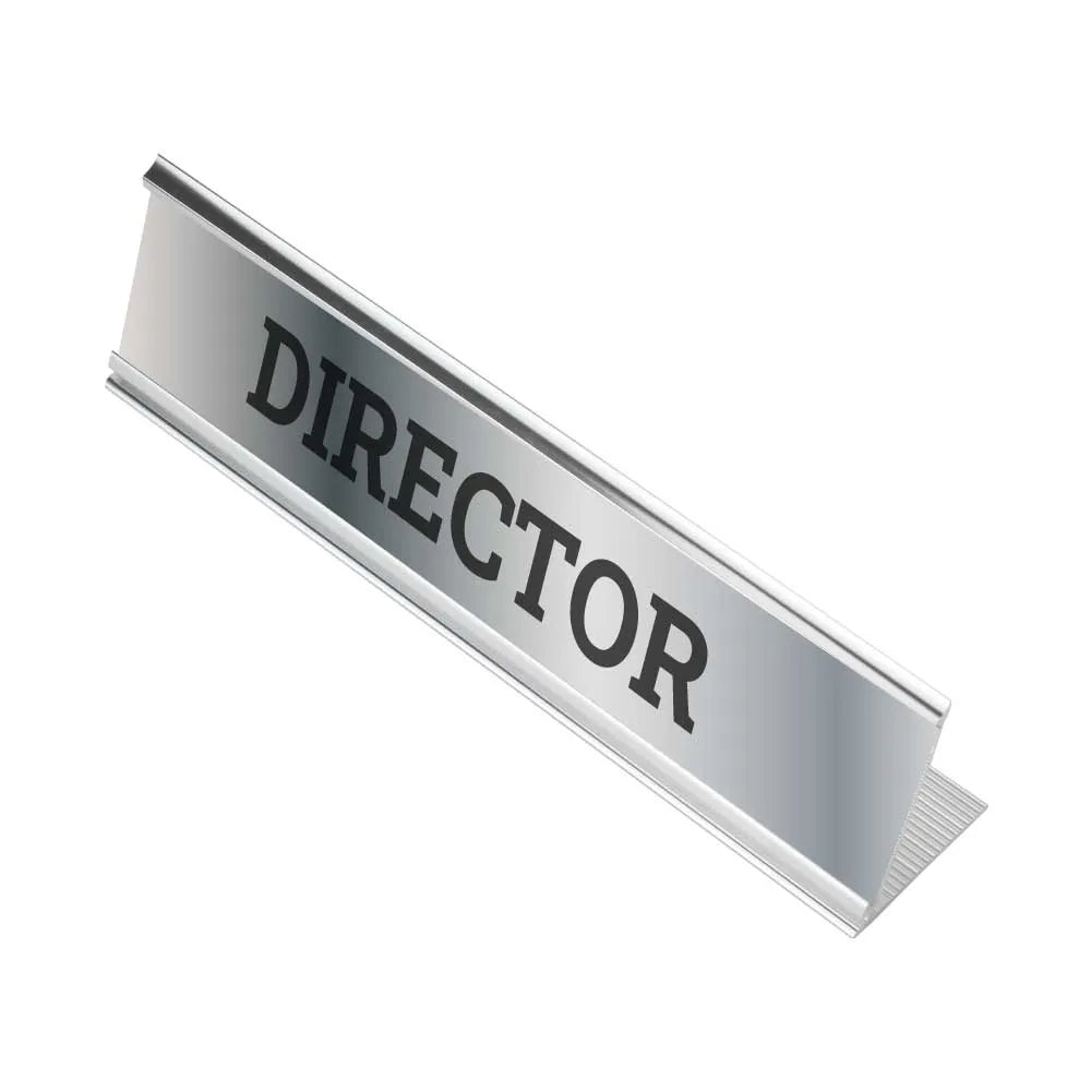 Silver Aluminum Desk Nameplate Holder Tristar Graphic