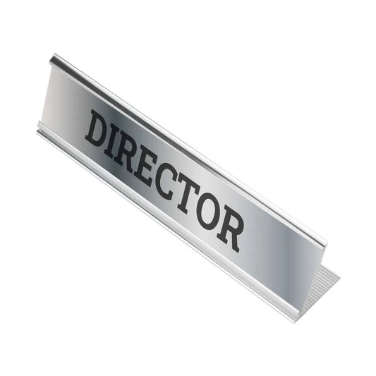 Silver Aluminum Desk Nameplate Holder Tristar Graphic